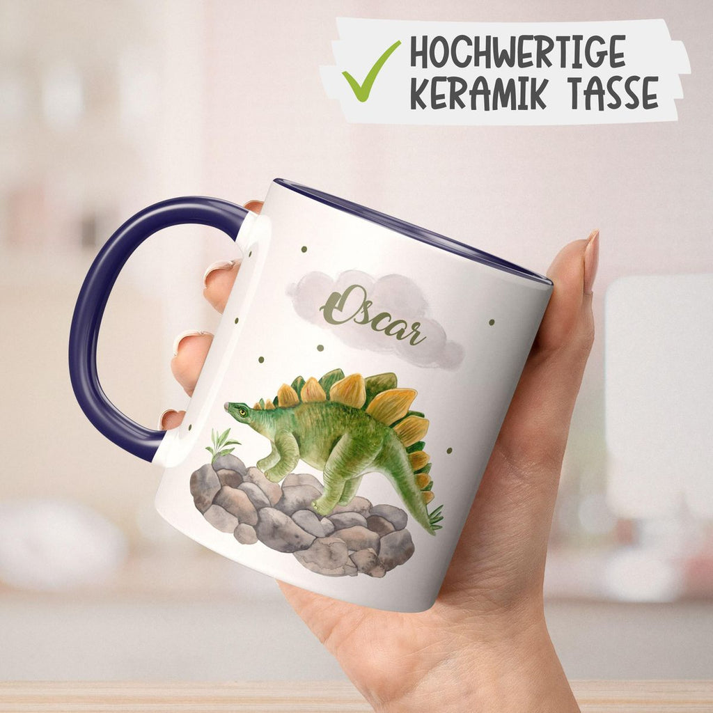 Keramik Tasse Stegosaurus Dinosaurier mit Wunschname - von Mikalino