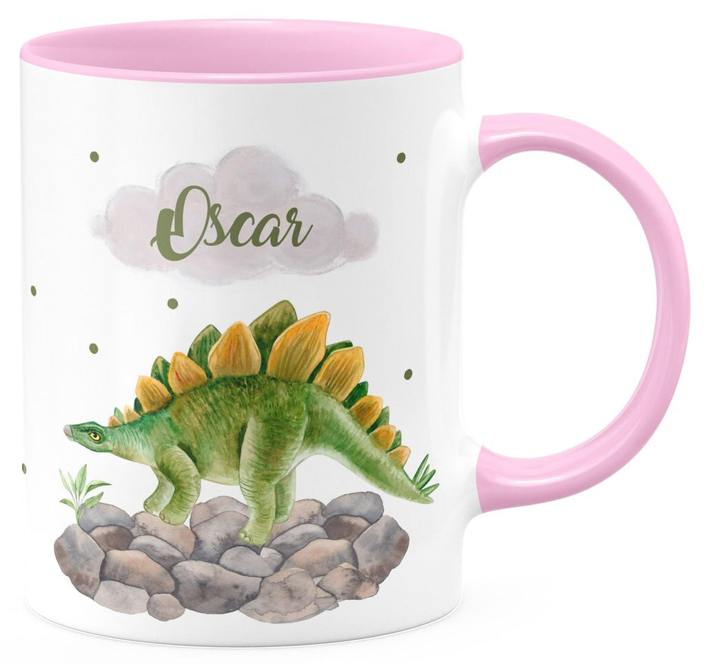 Keramik Tasse Stegosaurus Dinosaurier mit Wunschname - von Mikalino