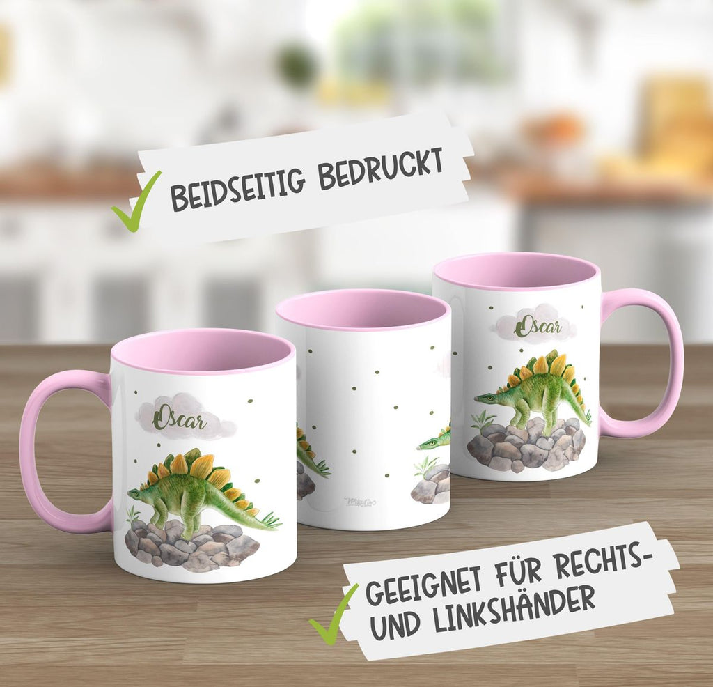 Keramik Tasse Stegosaurus Dinosaurier mit Wunschname - von Mikalino