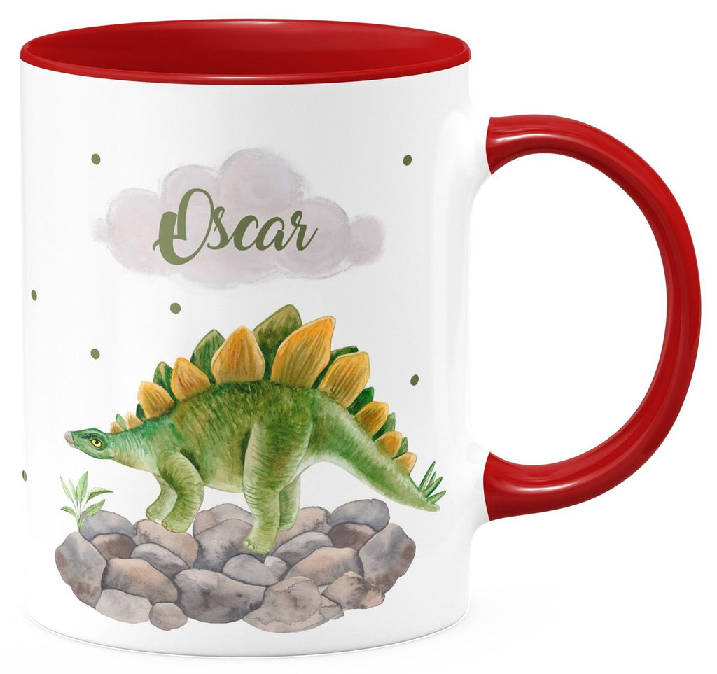 Keramik Tasse Stegosaurus Dinosaurier mit Wunschname - von Mikalino