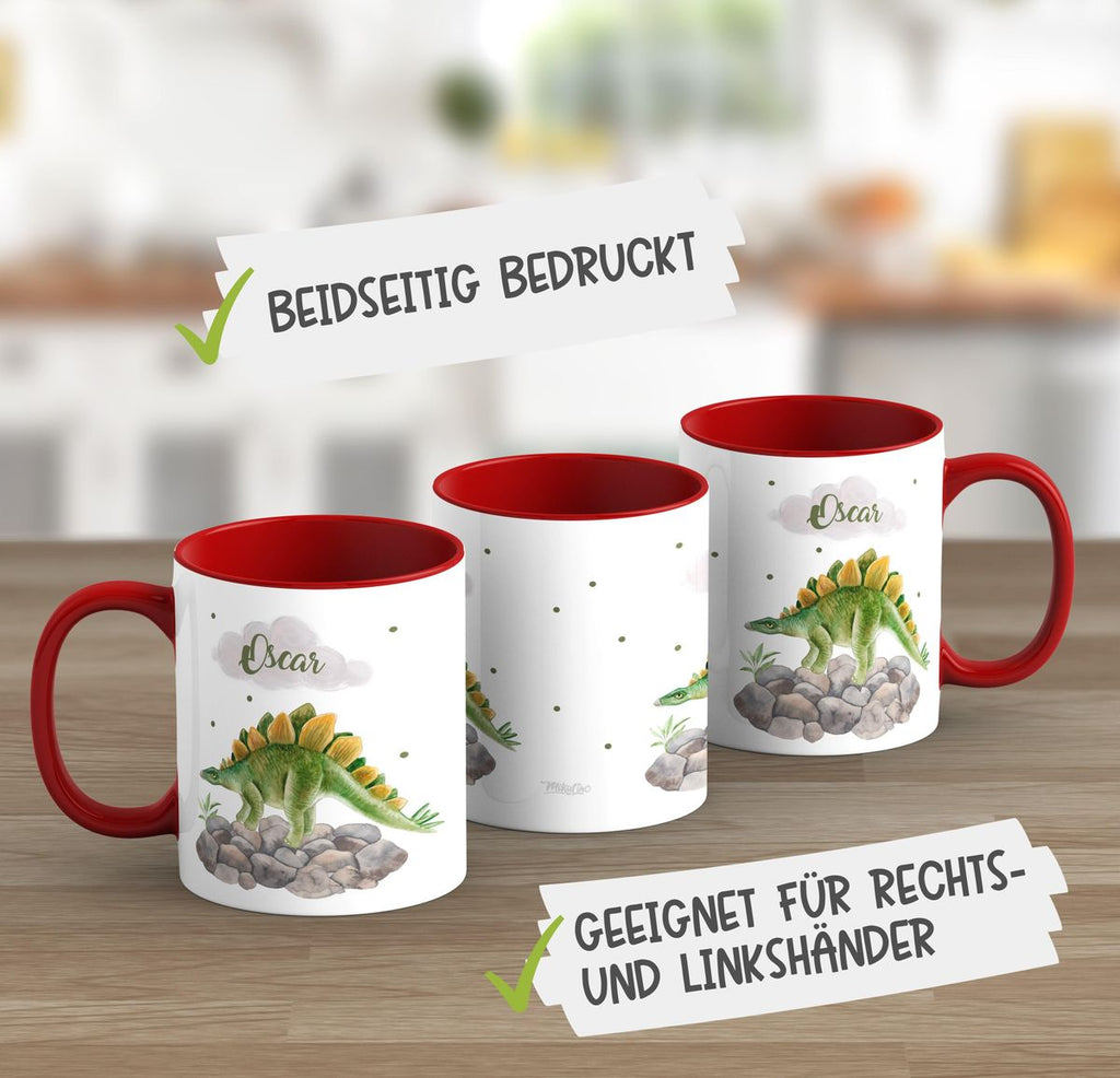 Keramik Tasse Stegosaurus Dinosaurier mit Wunschname - von Mikalino