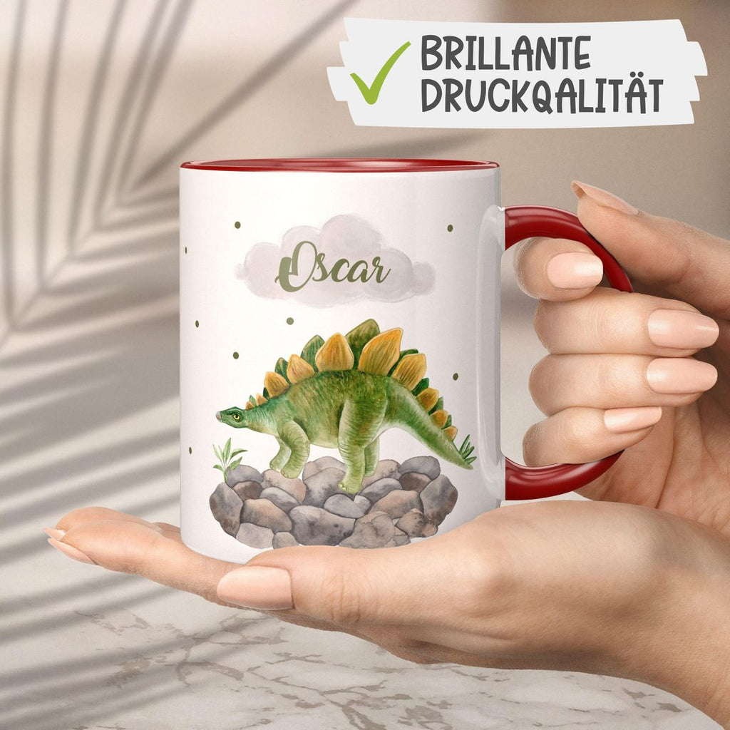 Keramik Tasse Stegosaurus Dinosaurier mit Wunschname - von Mikalino