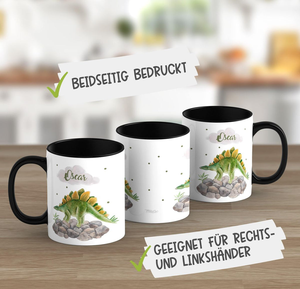 Keramik Tasse Stegosaurus Dinosaurier mit Wunschname - von Mikalino