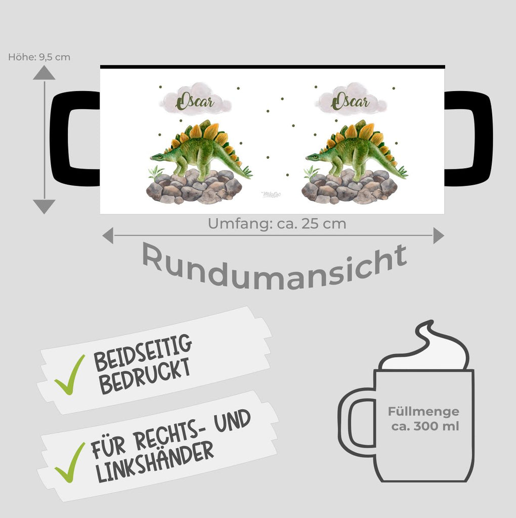 Keramik Tasse Stegosaurus Dinosaurier mit Wunschname - von Mikalino