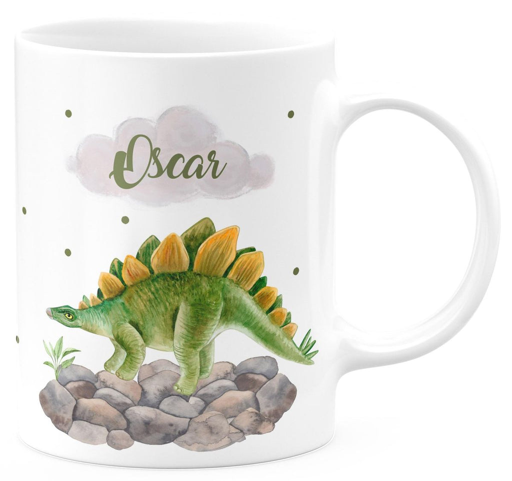 Keramik Tasse Stegosaurus Dinosaurier mit Wunschname - von Mikalino