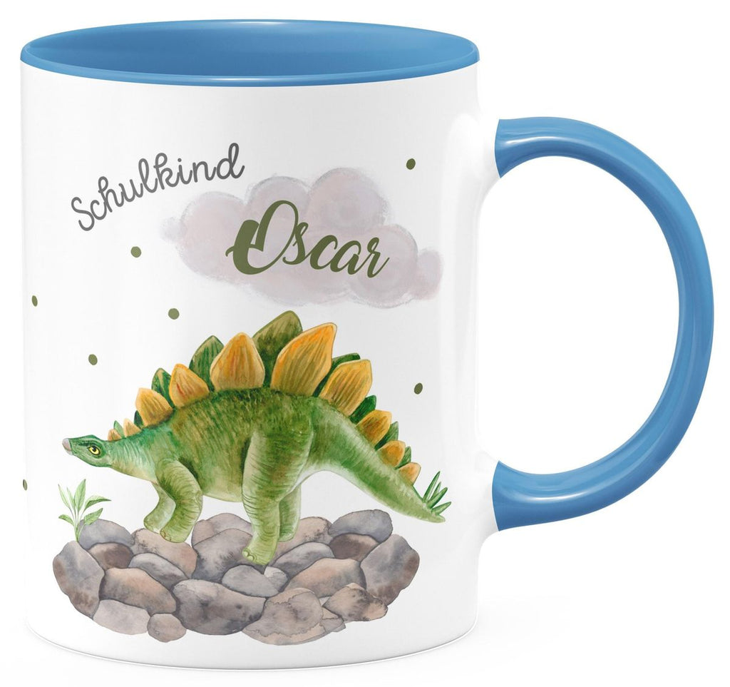 Keramik Tasse Schulkind Stegosaurus Dinosaurier mit Wunschname - von Mikalino