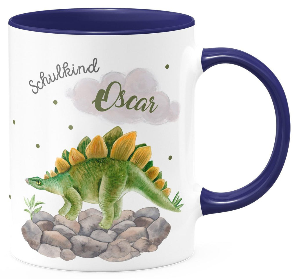 Keramik Tasse Schulkind Stegosaurus Dinosaurier mit Wunschname - von Mikalino