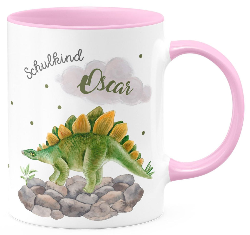 Keramik Tasse Schulkind Stegosaurus Dinosaurier mit Wunschname - von Mikalino