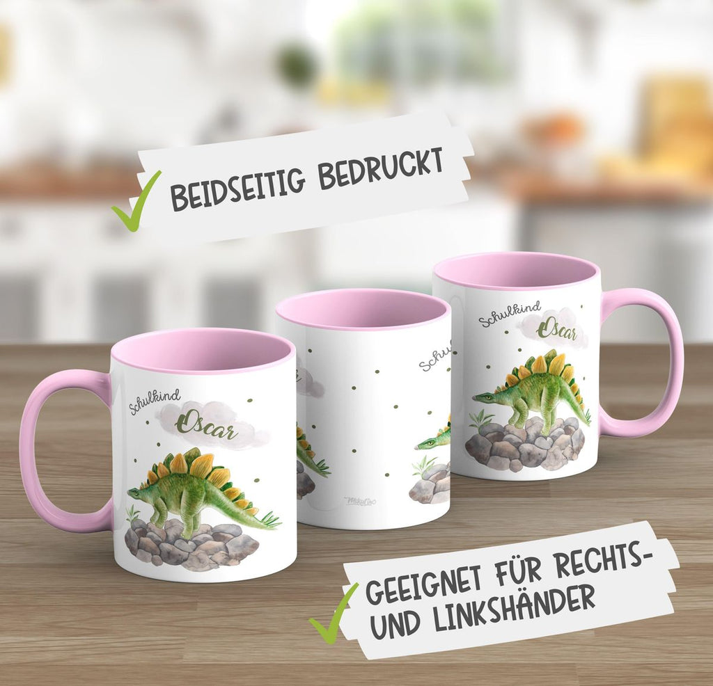 Keramik Tasse Schulkind Stegosaurus Dinosaurier mit Wunschname - von Mikalino