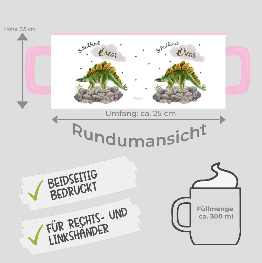 Keramik Tasse Schulkind Stegosaurus Dinosaurier mit Wunschname - von Mikalino