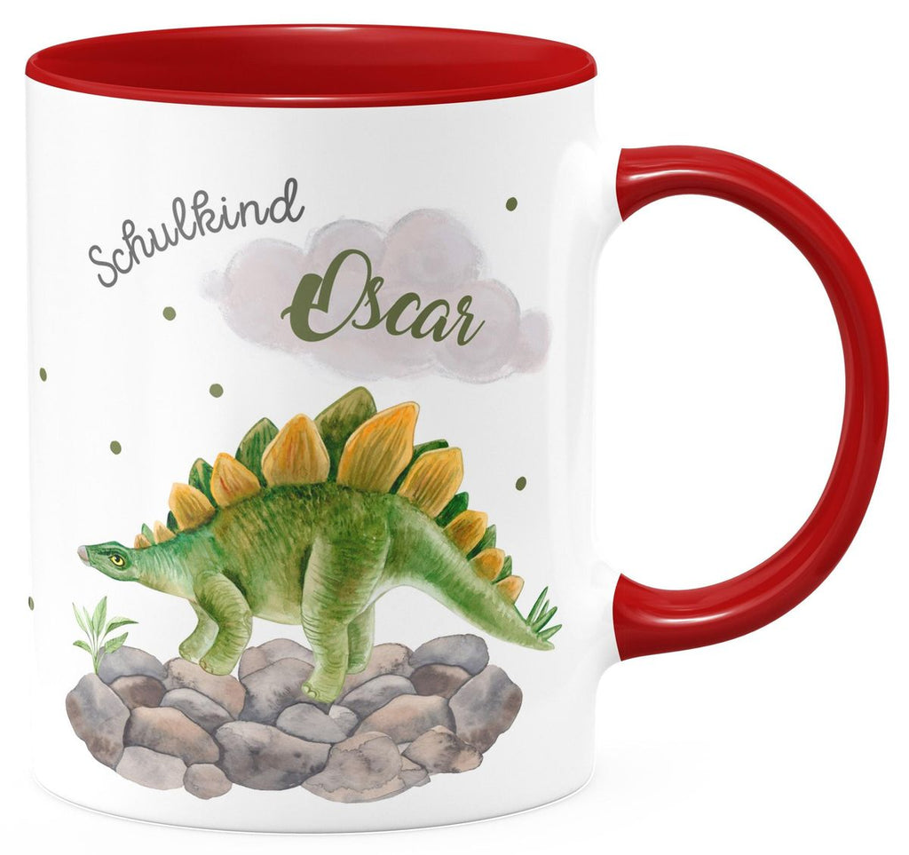 Keramik Tasse Schulkind Stegosaurus Dinosaurier mit Wunschname - von Mikalino