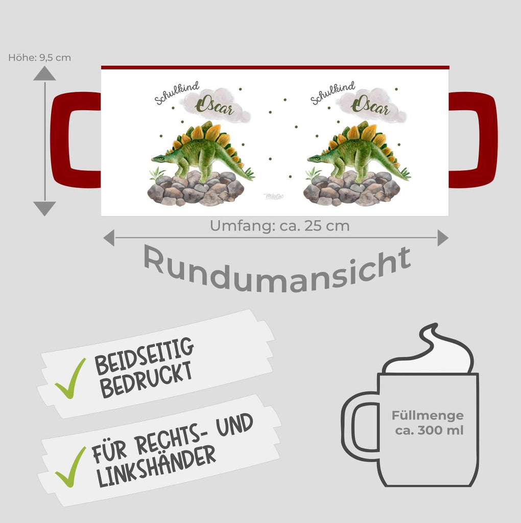 Keramik Tasse Schulkind Stegosaurus Dinosaurier mit Wunschname - von Mikalino