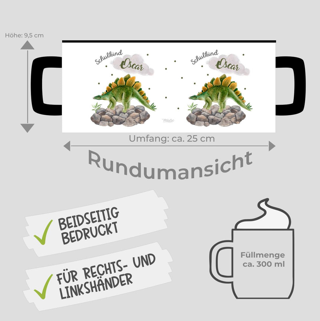 Keramik Tasse Schulkind Stegosaurus Dinosaurier mit Wunschname - von Mikalino