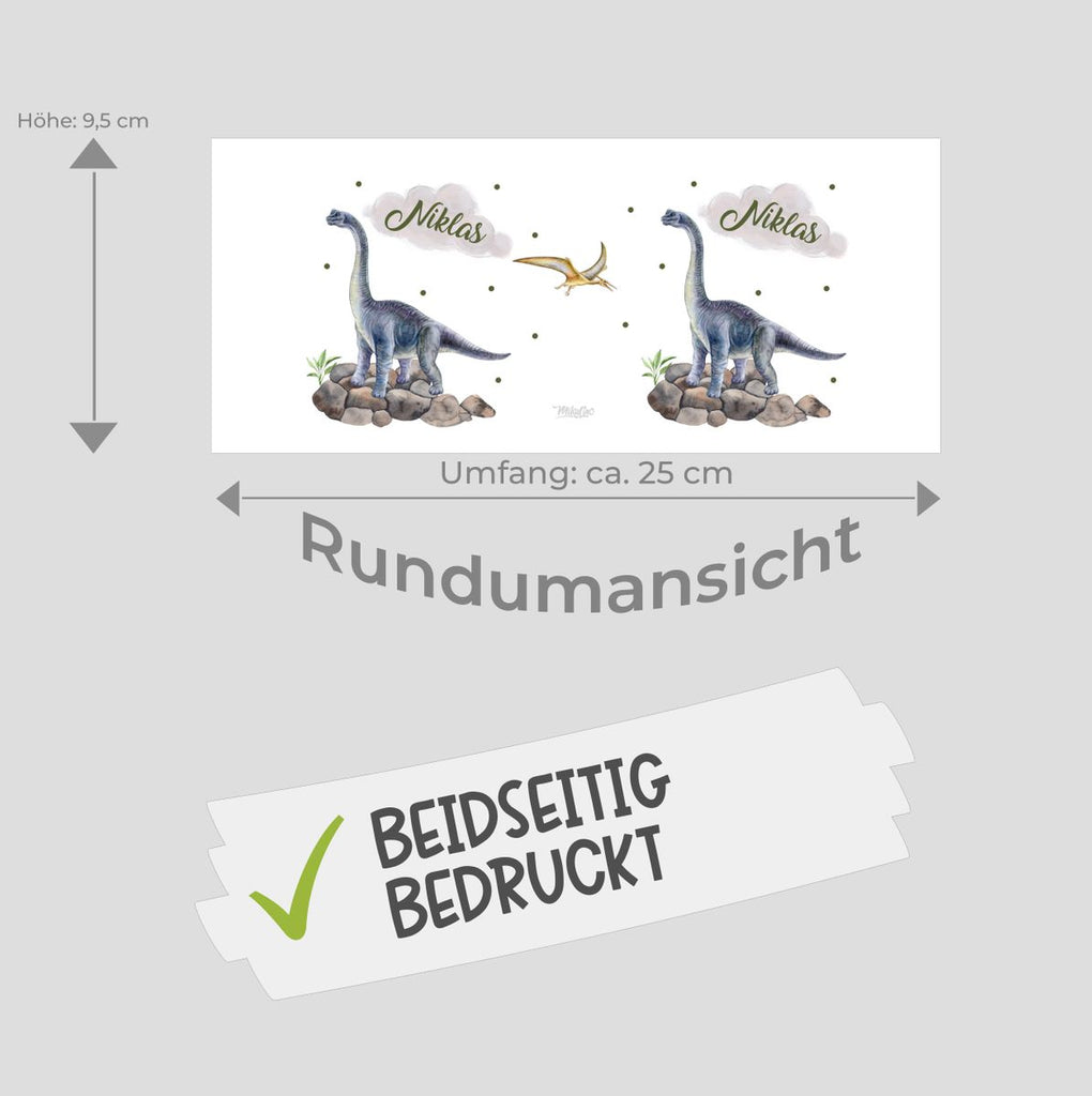 Kinder Spardose Brachiosaurus grau Dinosaurier mit Wunschname - von Mikalino