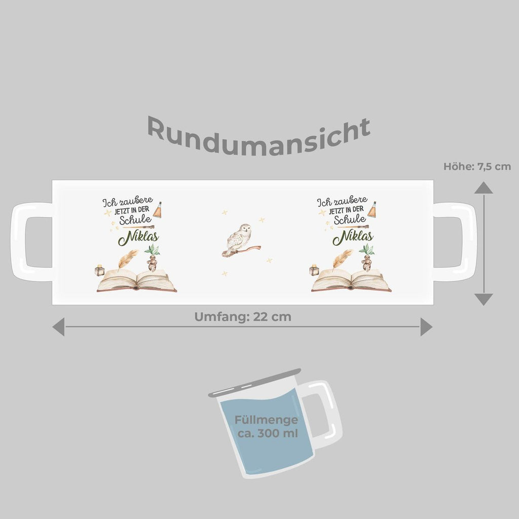 Emaille Tasse Ich zaubere jetzt in der Schule Zauberschüler mit Wunschname - von Mikalino