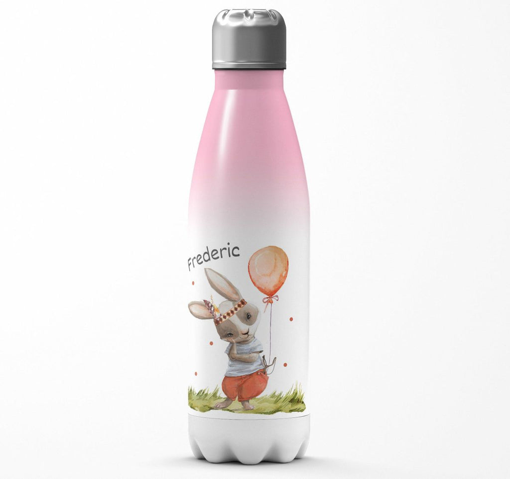 Thermo Trinkflasche Süßer Hase Boho mit Luftballon mit Wunschname - von Mikalino