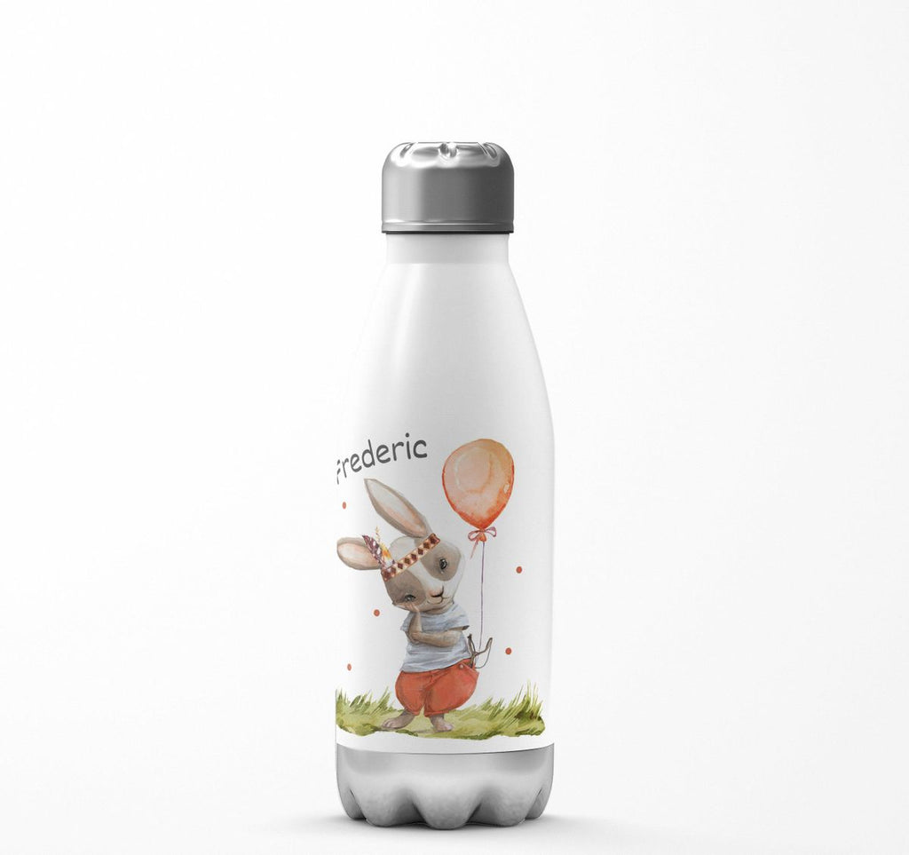 Thermo Trinkflasche Süßer Hase Boho mit Luftballon mit Wunschname - von Mikalino