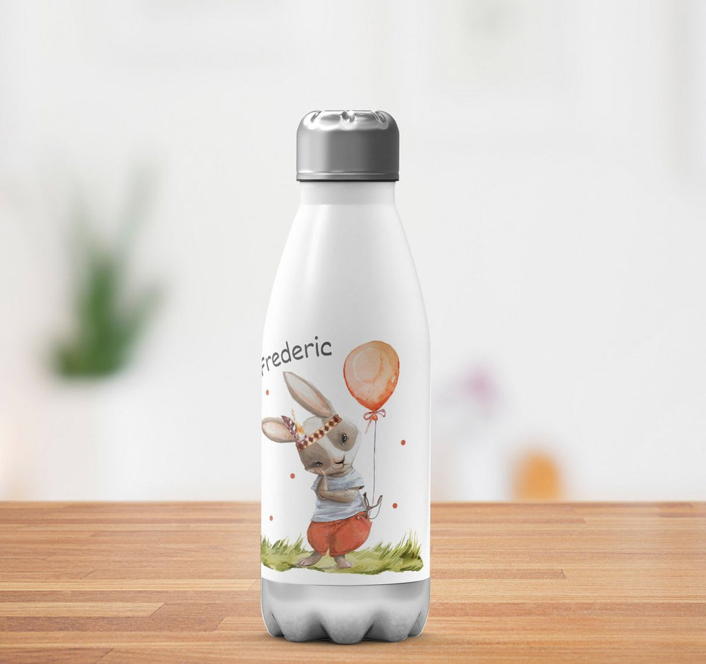 Thermo Trinkflasche Süßer Hase Boho mit Luftballon mit Wunschname - von Mikalino