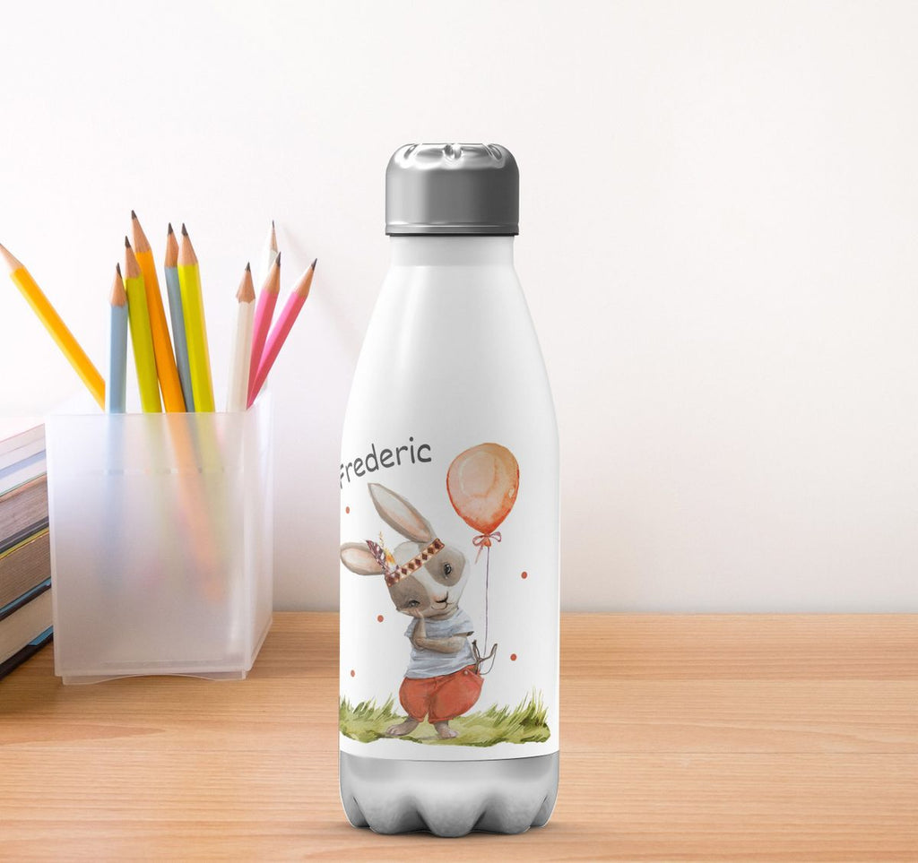 Thermo Trinkflasche Süßer Hase Boho mit Luftballon mit Wunschname - von Mikalino