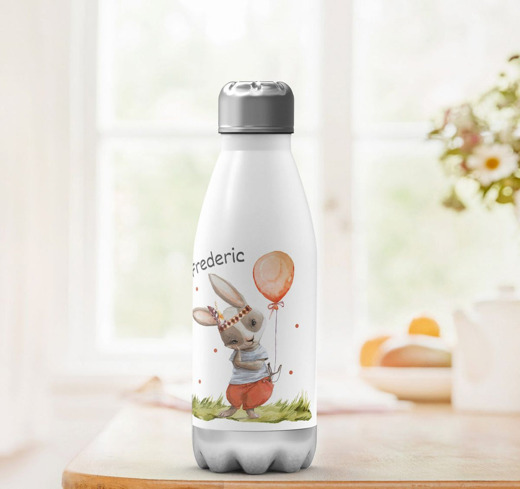 Thermo Trinkflasche Süßer Hase Boho mit Luftballon mit Wunschname - von Mikalino