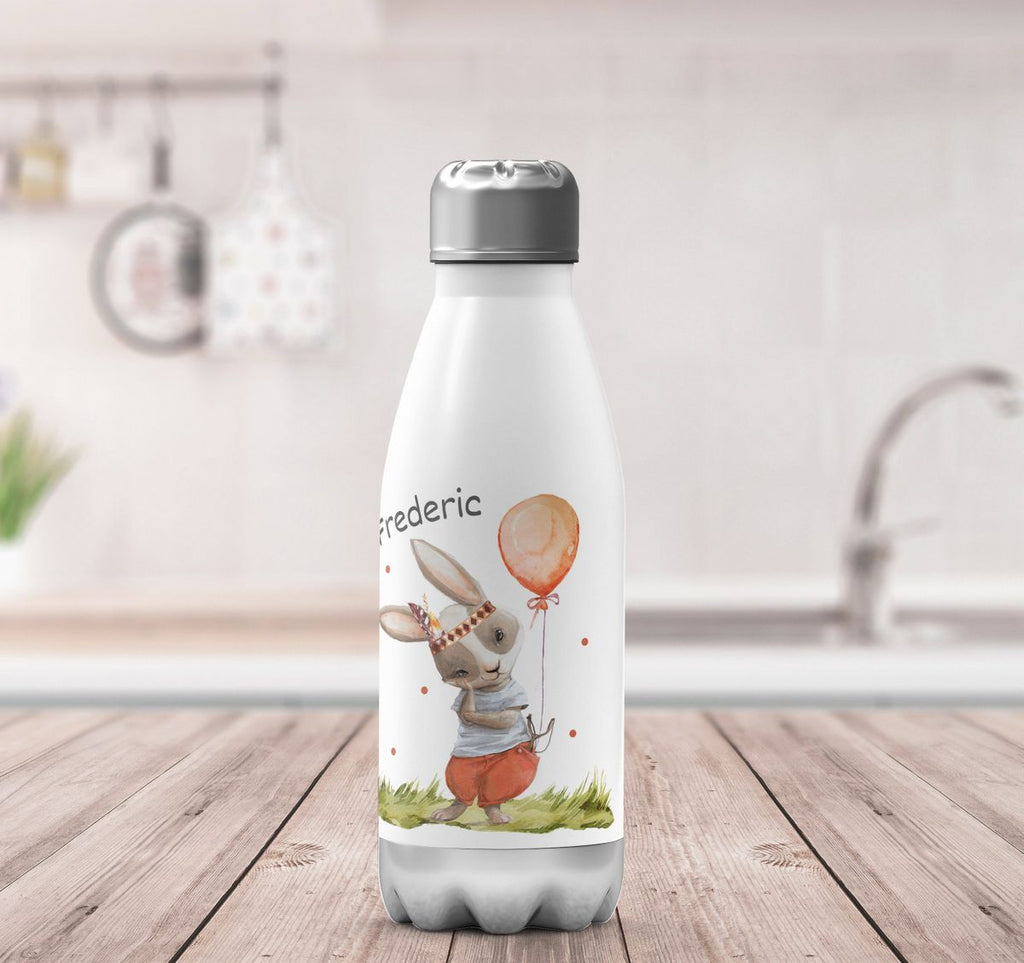 Thermo Trinkflasche Süßer Hase Boho mit Luftballon mit Wunschname - von Mikalino