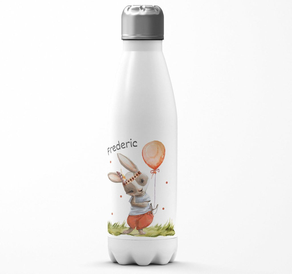 Thermo Trinkflasche Süßer Hase Boho mit Luftballon mit Wunschname - von Mikalino