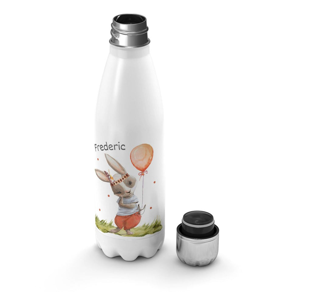 Thermo Trinkflasche Süßer Hase Boho mit Luftballon mit Wunschname - von Mikalino