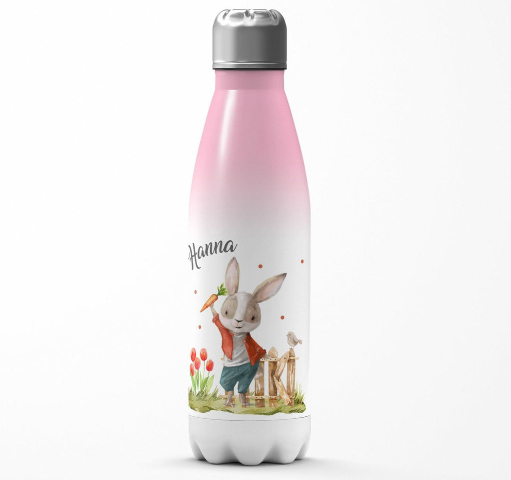 Thermo Trinkflasche Lachender Hase mit Wunschname - von Mikalino