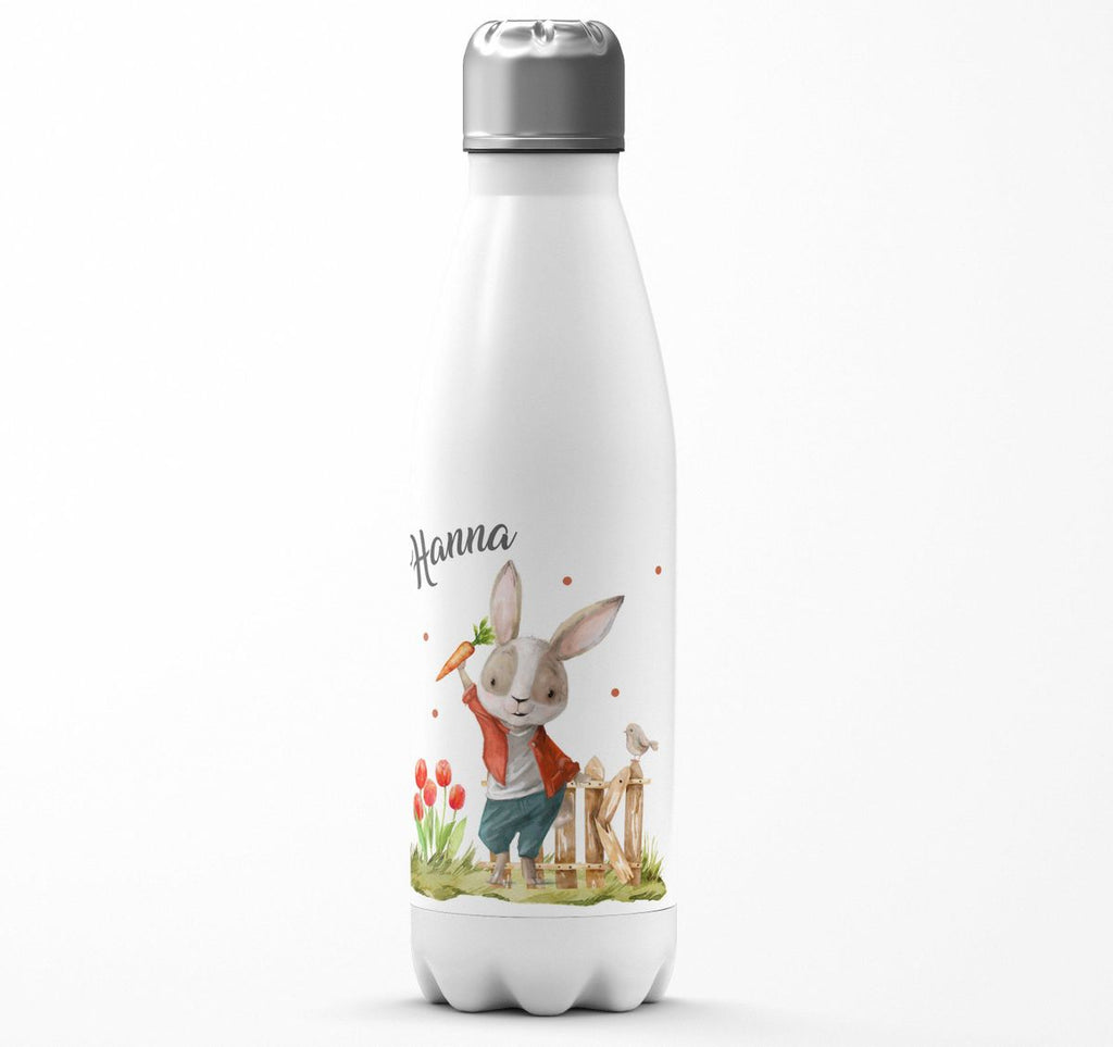 Thermo Trinkflasche Lachender Hase mit Wunschname - von Mikalino