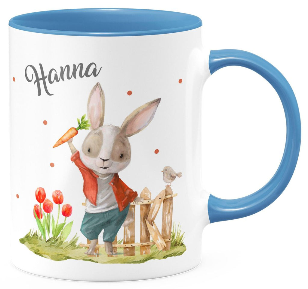 Keramik Tasse Lachender Hase mit Wunschname - von Mikalino