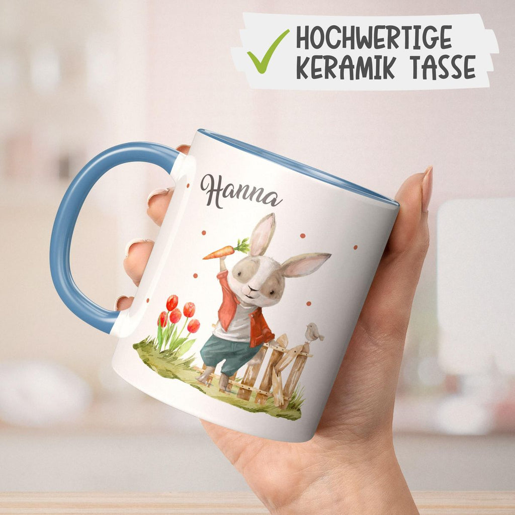 Keramik Tasse Lachender Hase mit Wunschname - von Mikalino