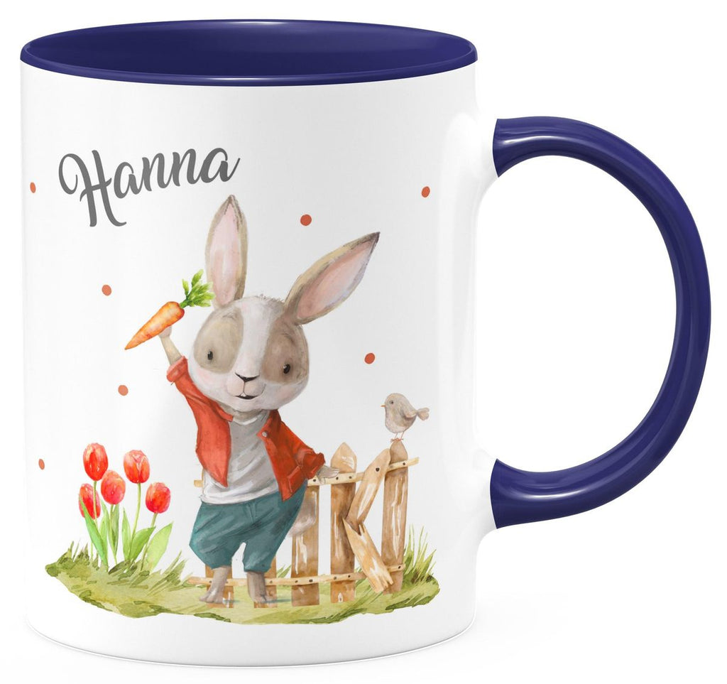 Keramik Tasse Lachender Hase mit Wunschname - von Mikalino