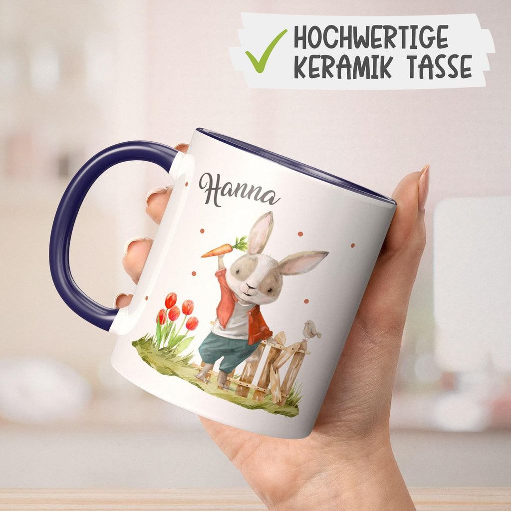 Keramik Tasse Lachender Hase mit Wunschname - von Mikalino