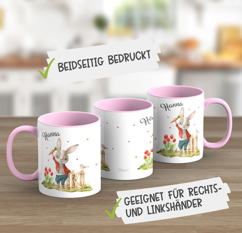 Keramik Tasse Lachender Hase mit Wunschname - von Mikalino