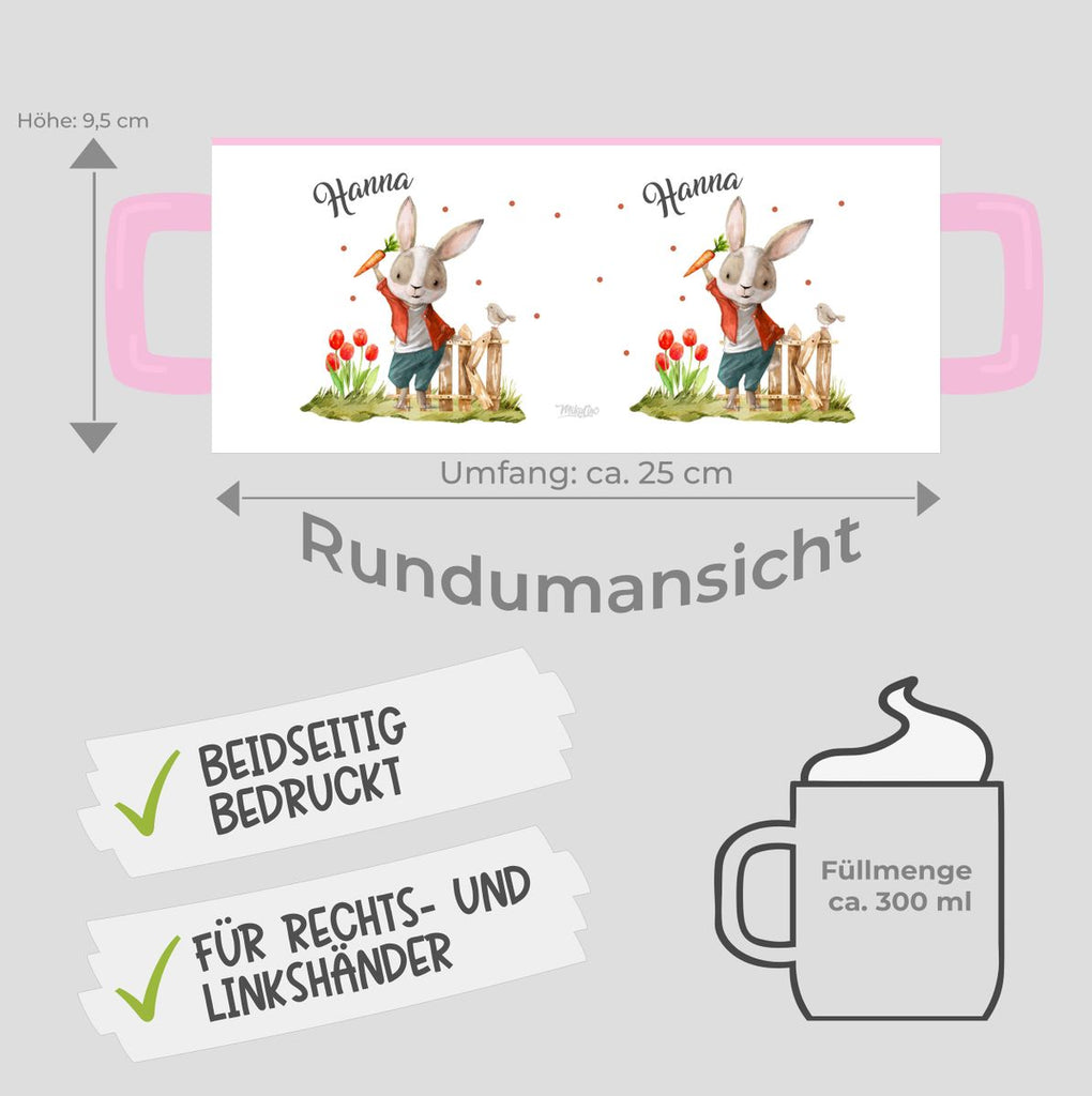 Keramik Tasse Lachender Hase mit Wunschname - von Mikalino