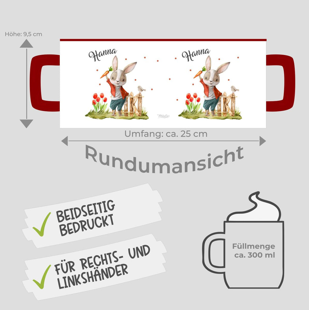 Keramik Tasse Lachender Hase mit Wunschname - von Mikalino