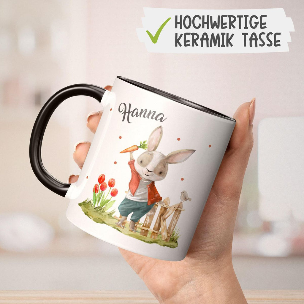 Keramik Tasse Lachender Hase mit Wunschname - von Mikalino