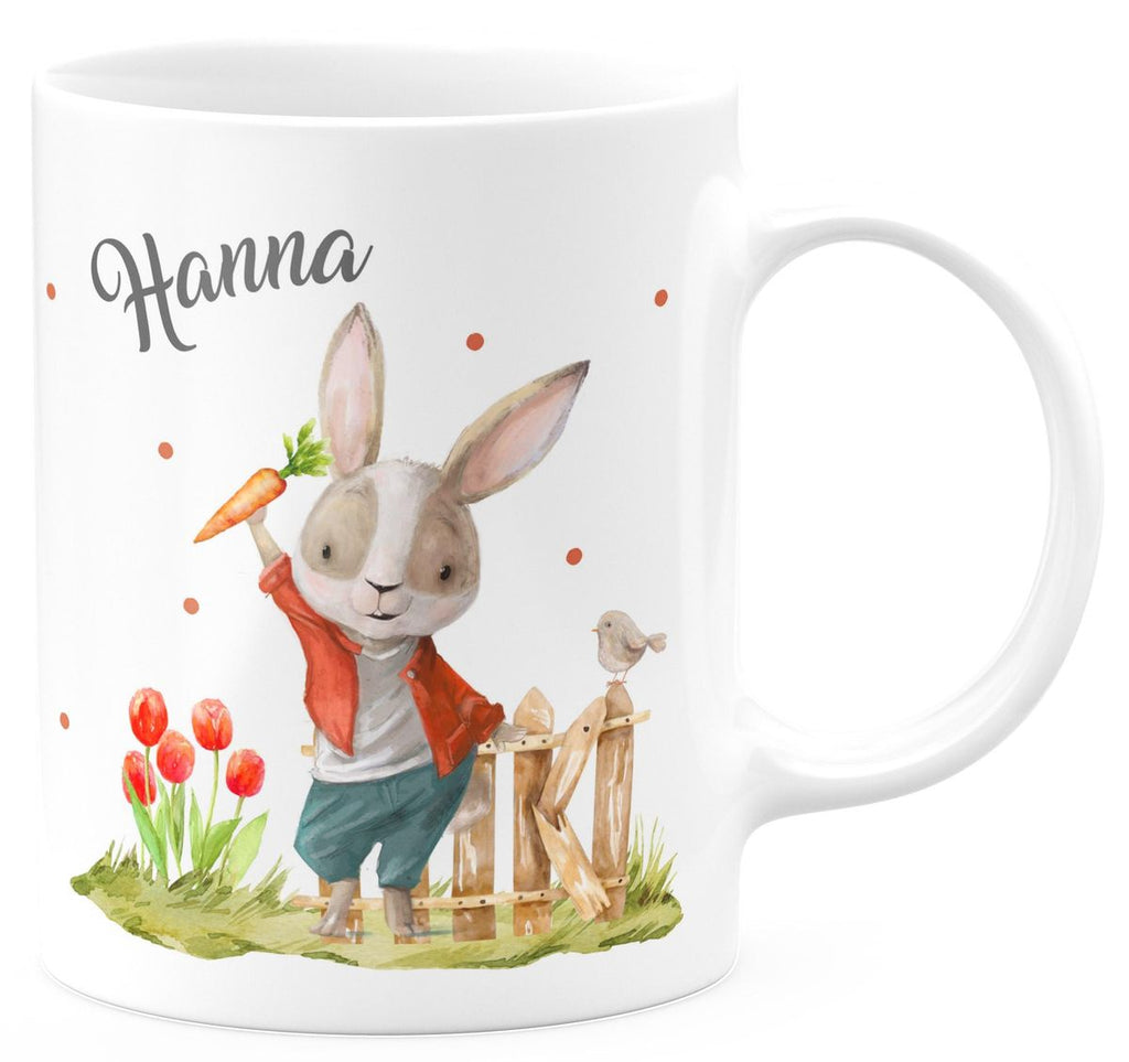 Keramik Tasse Lachender Hase mit Wunschname - von Mikalino