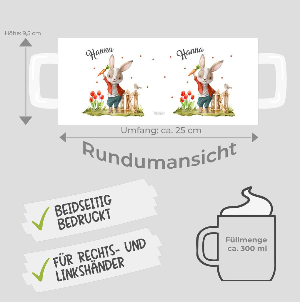 Keramik Tasse Lachender Hase mit Wunschname - von Mikalino