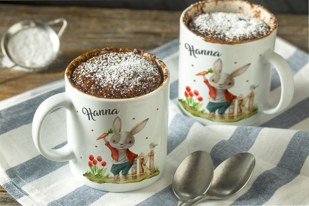 Keramik Tasse Lachender Hase mit Wunschname - von Mikalino