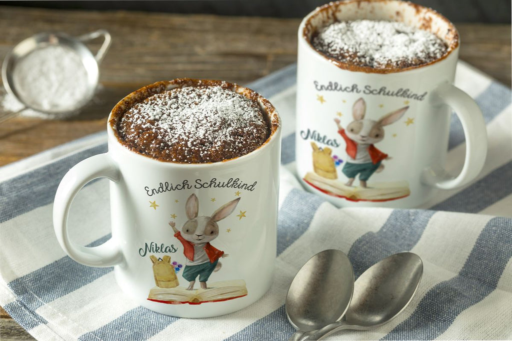 Keramik Tasse Schulkind Lachender Hase mit Wunschname - von Mikalino