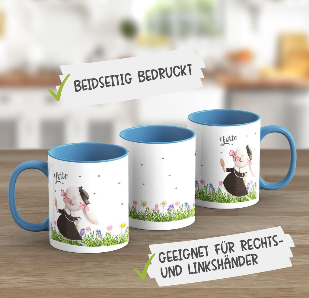 Keramik Tasse Eine feine kleine Hasendame mit Wunschname - von Mikalino