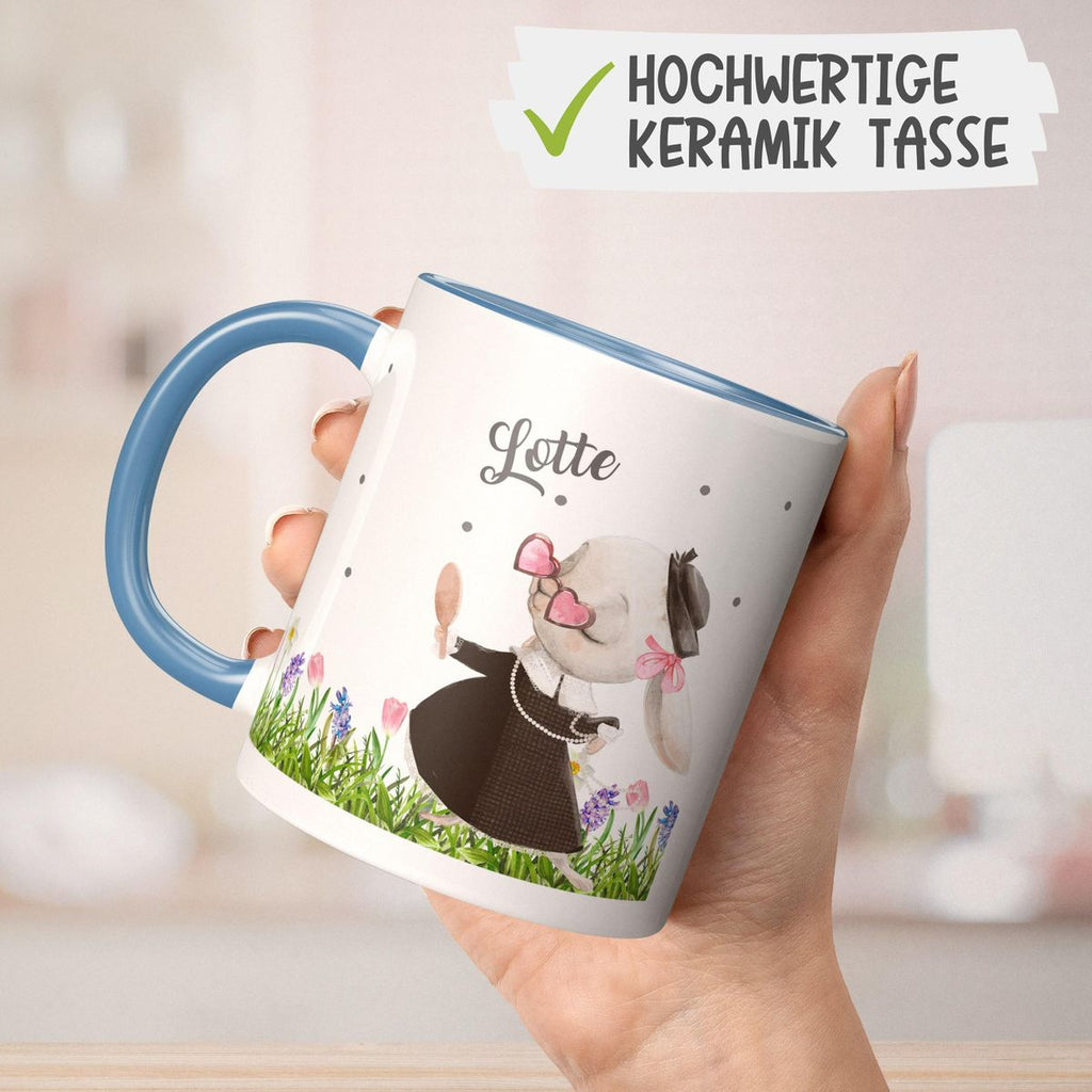 Keramik Tasse Eine feine kleine Hasendame mit Wunschname - von Mikalino