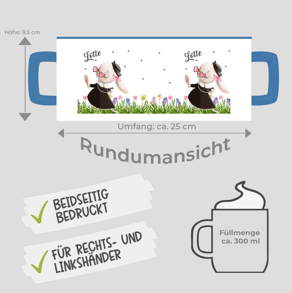 Keramik Tasse Eine feine kleine Hasendame mit Wunschname - von Mikalino