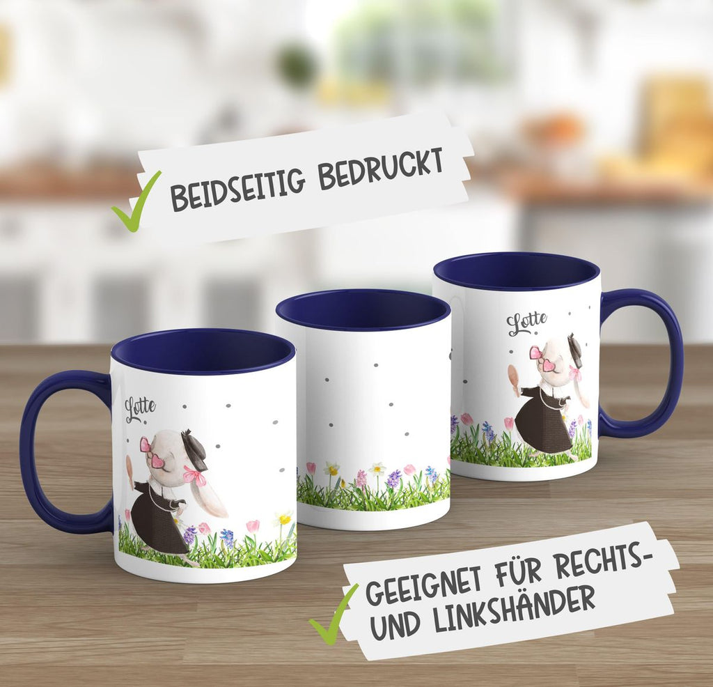 Keramik Tasse Eine feine kleine Hasendame mit Wunschname - von Mikalino