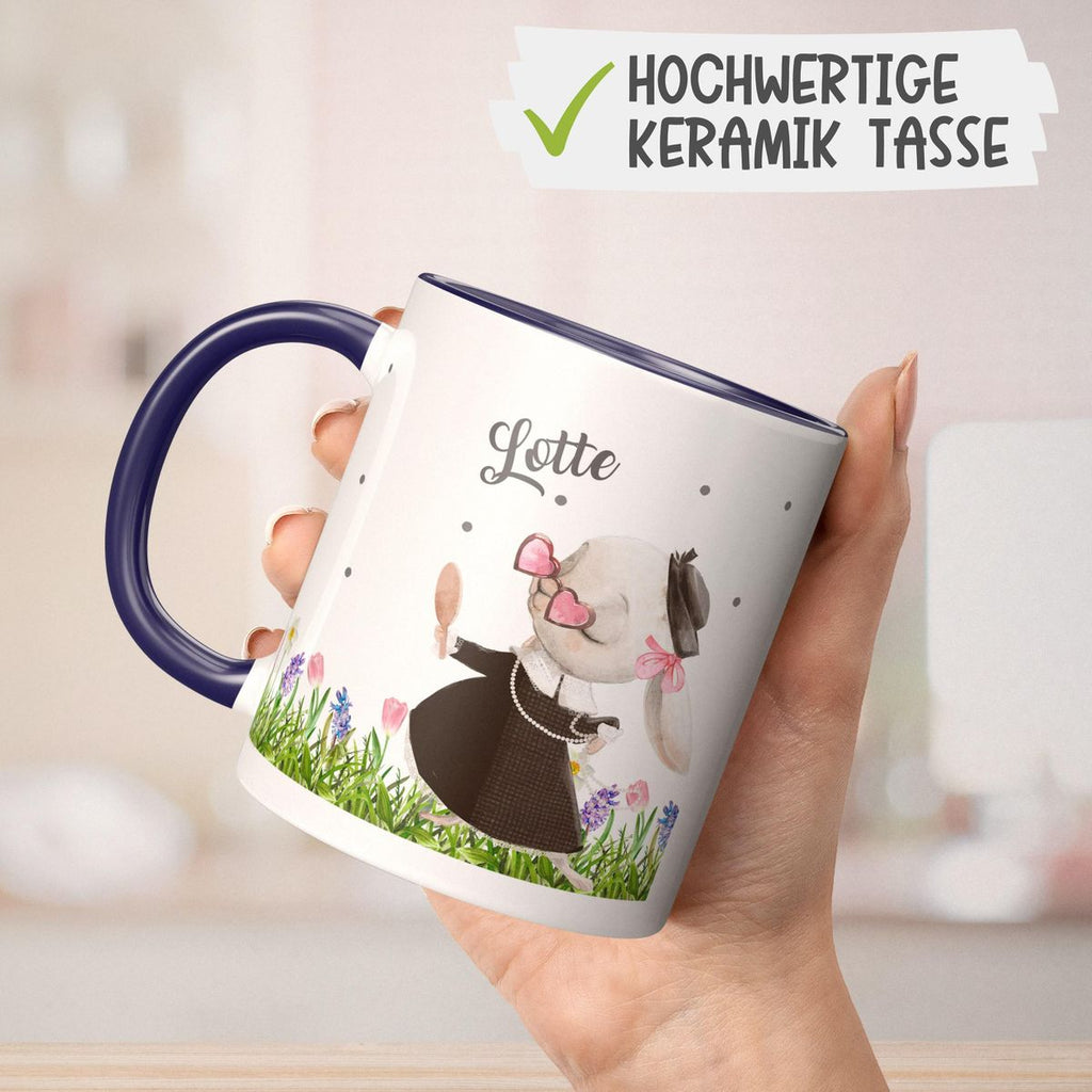 Keramik Tasse Eine feine kleine Hasendame mit Wunschname - von Mikalino