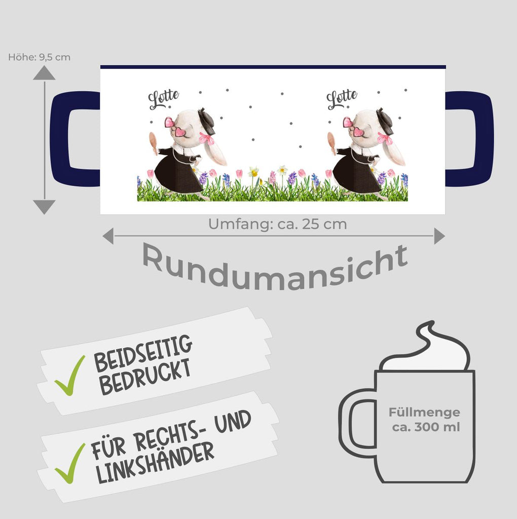 Keramik Tasse Eine feine kleine Hasendame mit Wunschname - von Mikalino