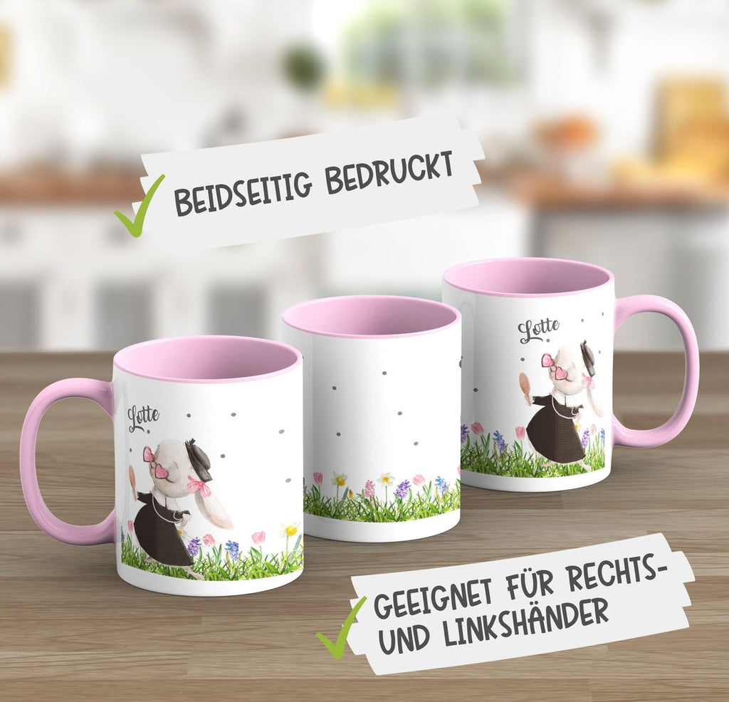 Keramik Tasse Eine feine kleine Hasendame mit Wunschname - von Mikalino