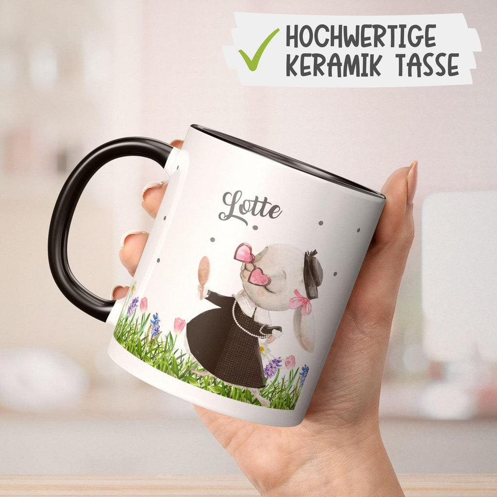 Keramik Tasse Eine feine kleine Hasendame mit Wunschname - von Mikalino