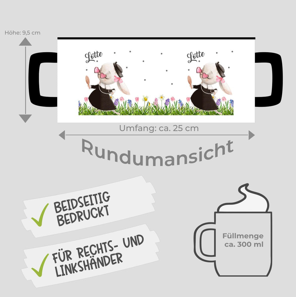 Keramik Tasse Eine feine kleine Hasendame mit Wunschname - von Mikalino